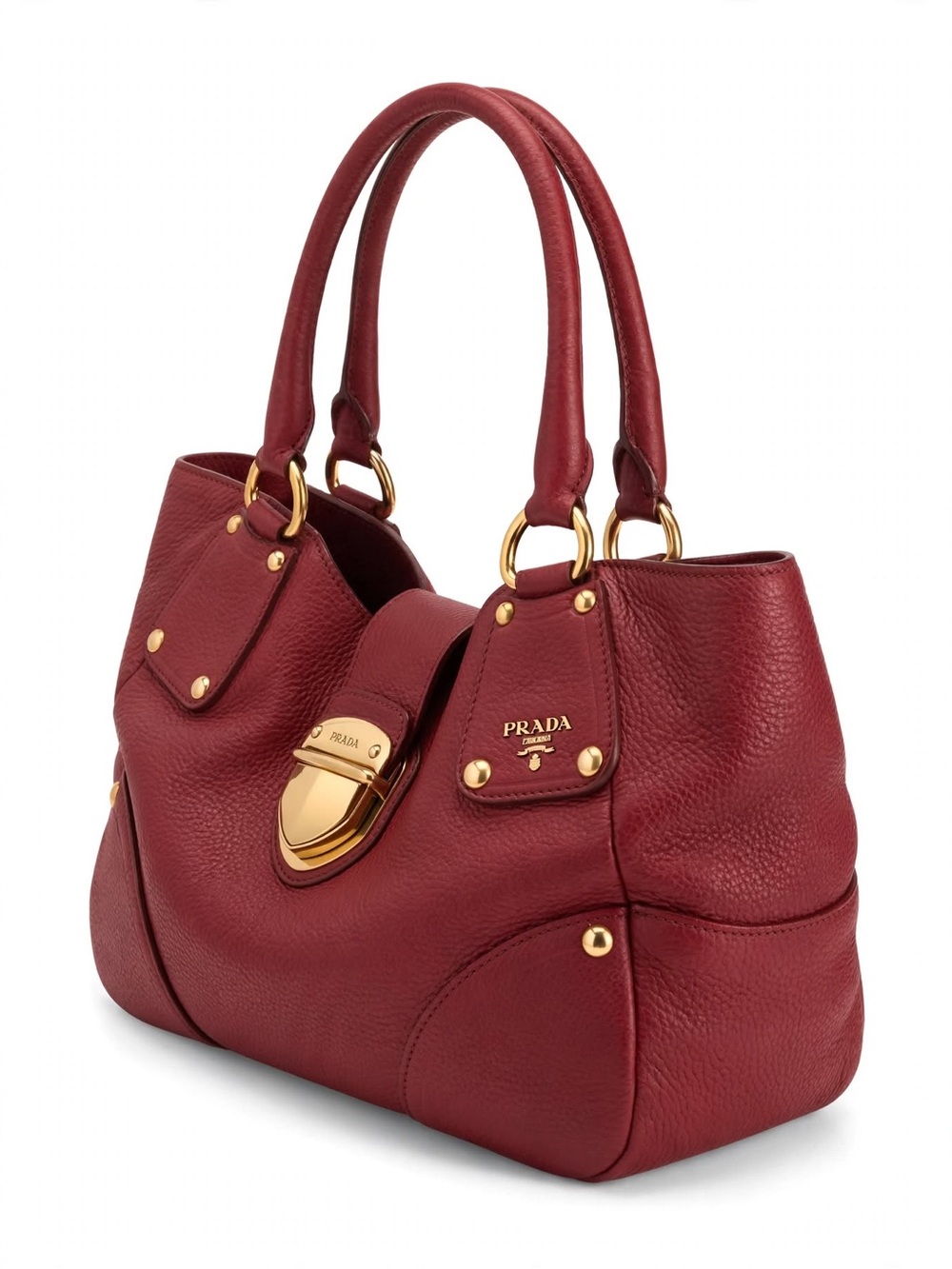 Prada Vitello Daino Hobo Bag BR4627 Rubino Red Gold Hardware - Authentic - Picture 2 of 11